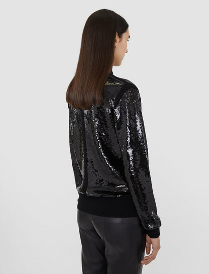 JOSEPH Fashion Women Sequins Knit High Neck Jumper Black