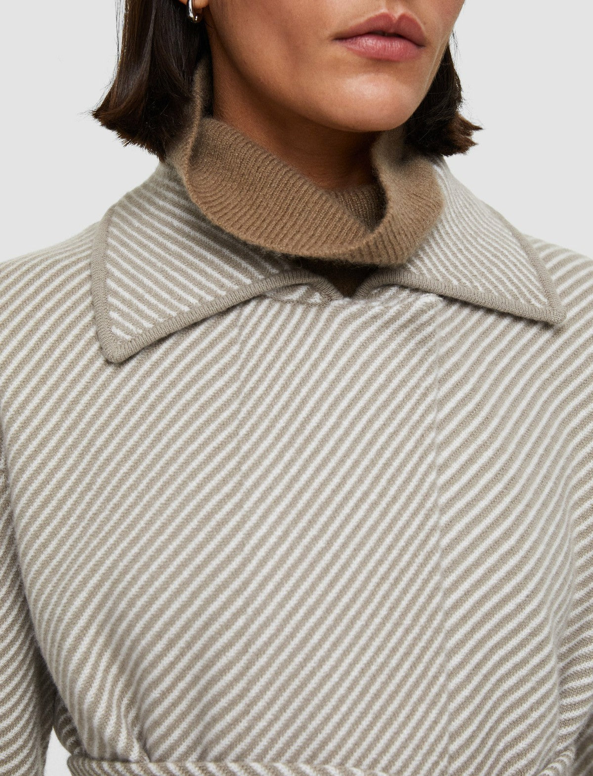 JOSEPH Fashion Women Twill Knit Cardigan Putty/Pewter