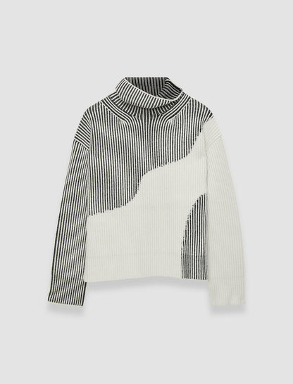 JOSEPH Fashion Women Cardigan Stitch Animation High Neck Jumper Putty Combo