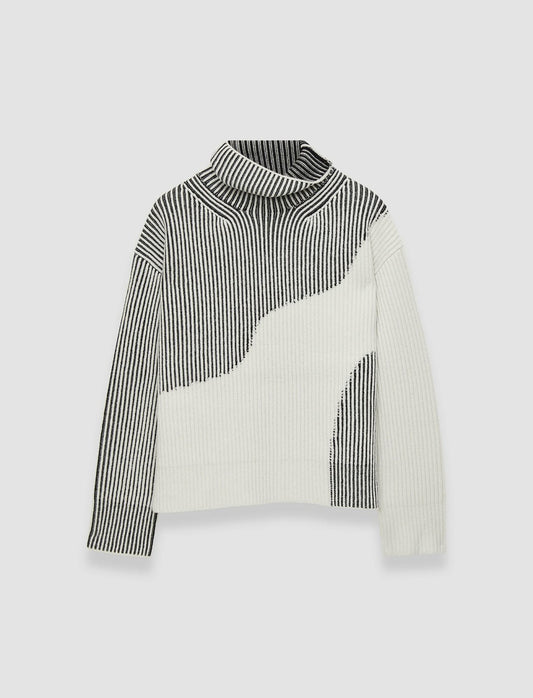 JOSEPH Fashion Women Cardigan Stitch Animation High Neck Jumper Putty Combo