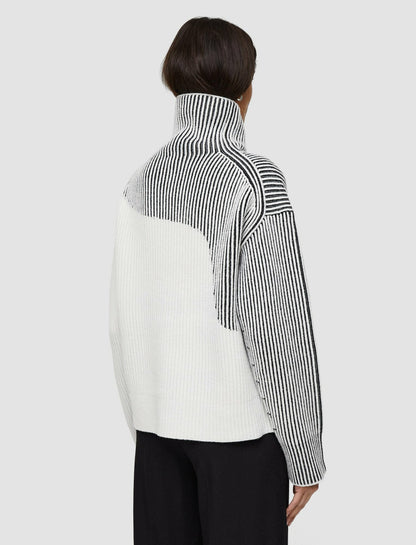 JOSEPH Fashion Women Cardigan Stitch Animation High Neck Jumper Putty Combo