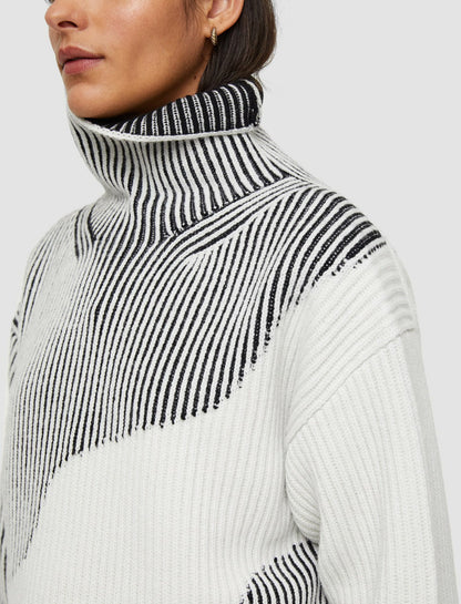JOSEPH Fashion Women Cardigan Stitch Animation High Neck Jumper Putty Combo