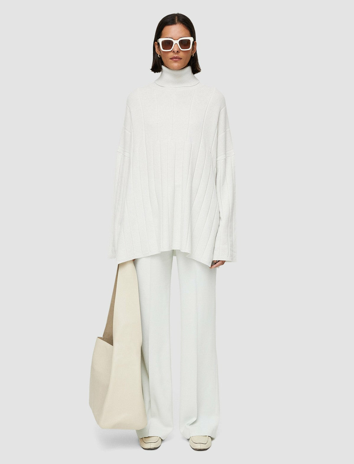 JOSEPH Fashion Women Oversize Knit Poncho Jumper Putty