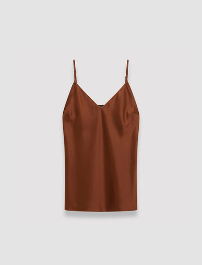 JOSEPH Fashion Women Clea Silk Satin Camisole Mahogany