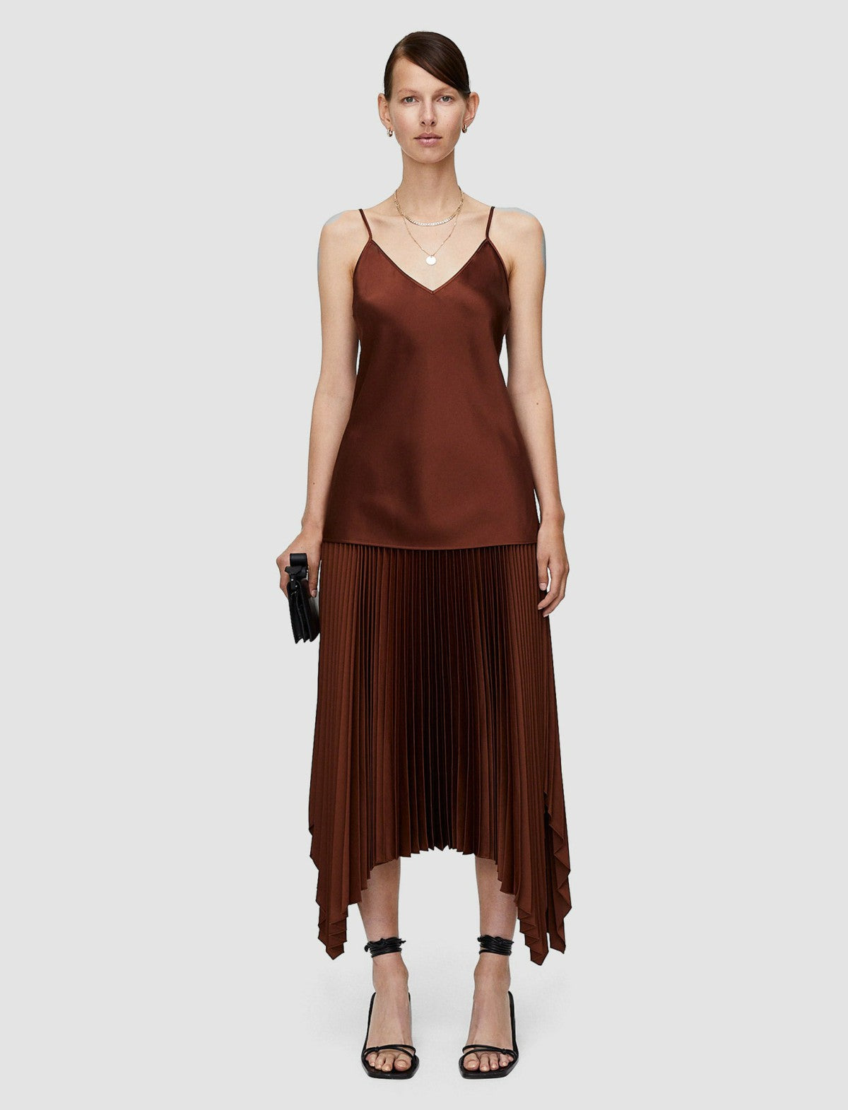 JOSEPH Fashion Women Clea Silk Satin Camisole Mahogany