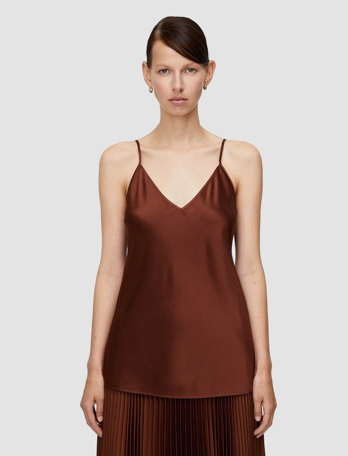JOSEPH Fashion Women Clea Silk Satin Camisole Mahogany