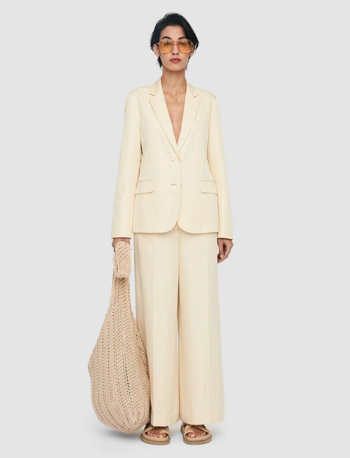 JOSEPH Fashion Women Soft Cotton Silk Belmore Jacket Alabaster