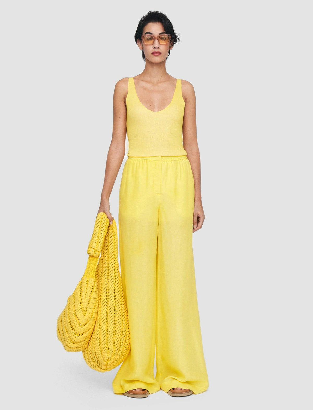 JOSEPH Fashion Women Thoresby Habotai Silk Trousers Sunshine
