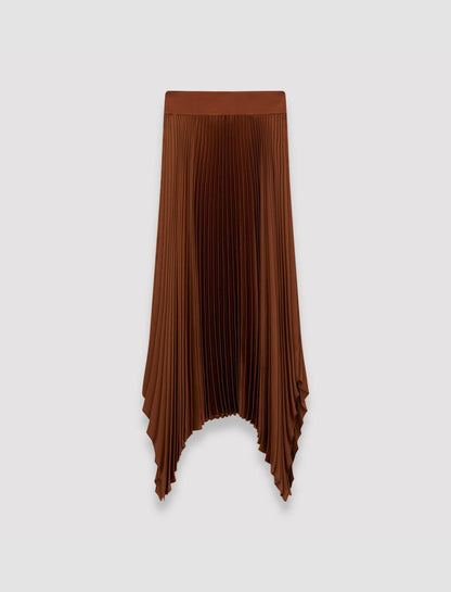 JOSEPH Fashion Women Ade Knit Weave Plissé Skirt Mahogany