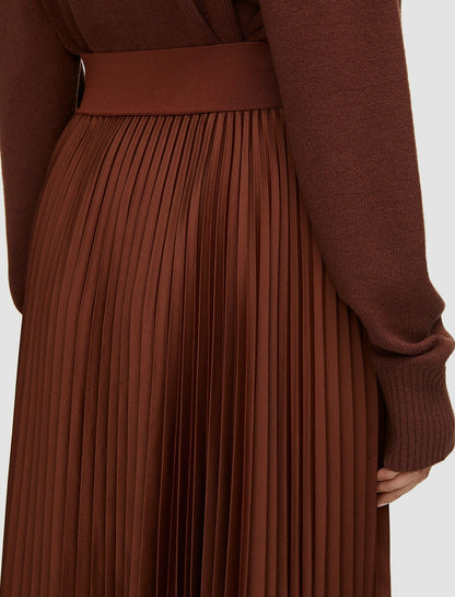 JOSEPH Fashion Women Ade Knit Weave Plissé Skirt Mahogany