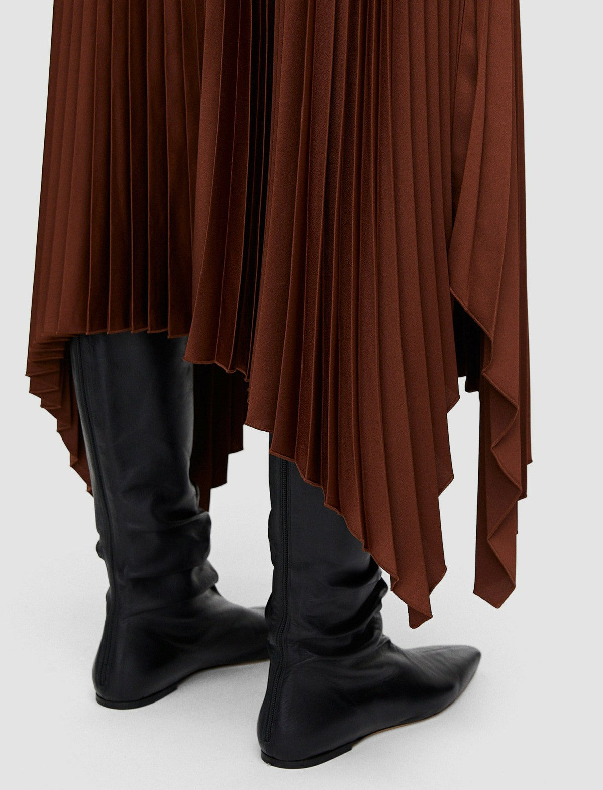 JOSEPH Fashion Women Ade Knit Weave Plissé Skirt Mahogany