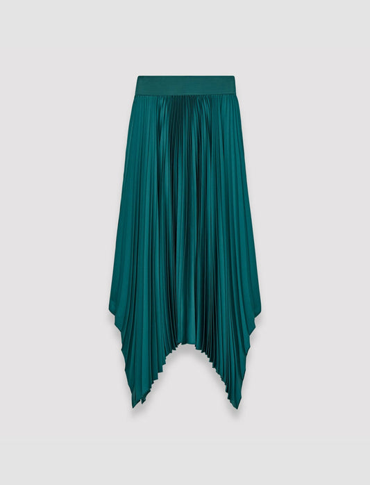 JOSEPH Fashion Women Ade Knit Weave Plissé Skirt Dark Teal