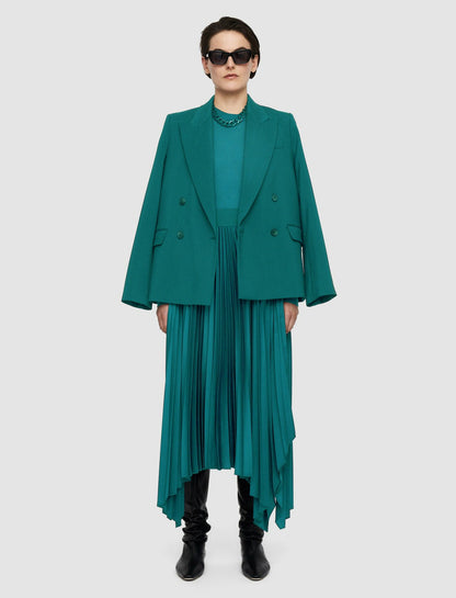 JOSEPH Fashion Women Ade Knit Weave Plissé Skirt Dark Teal