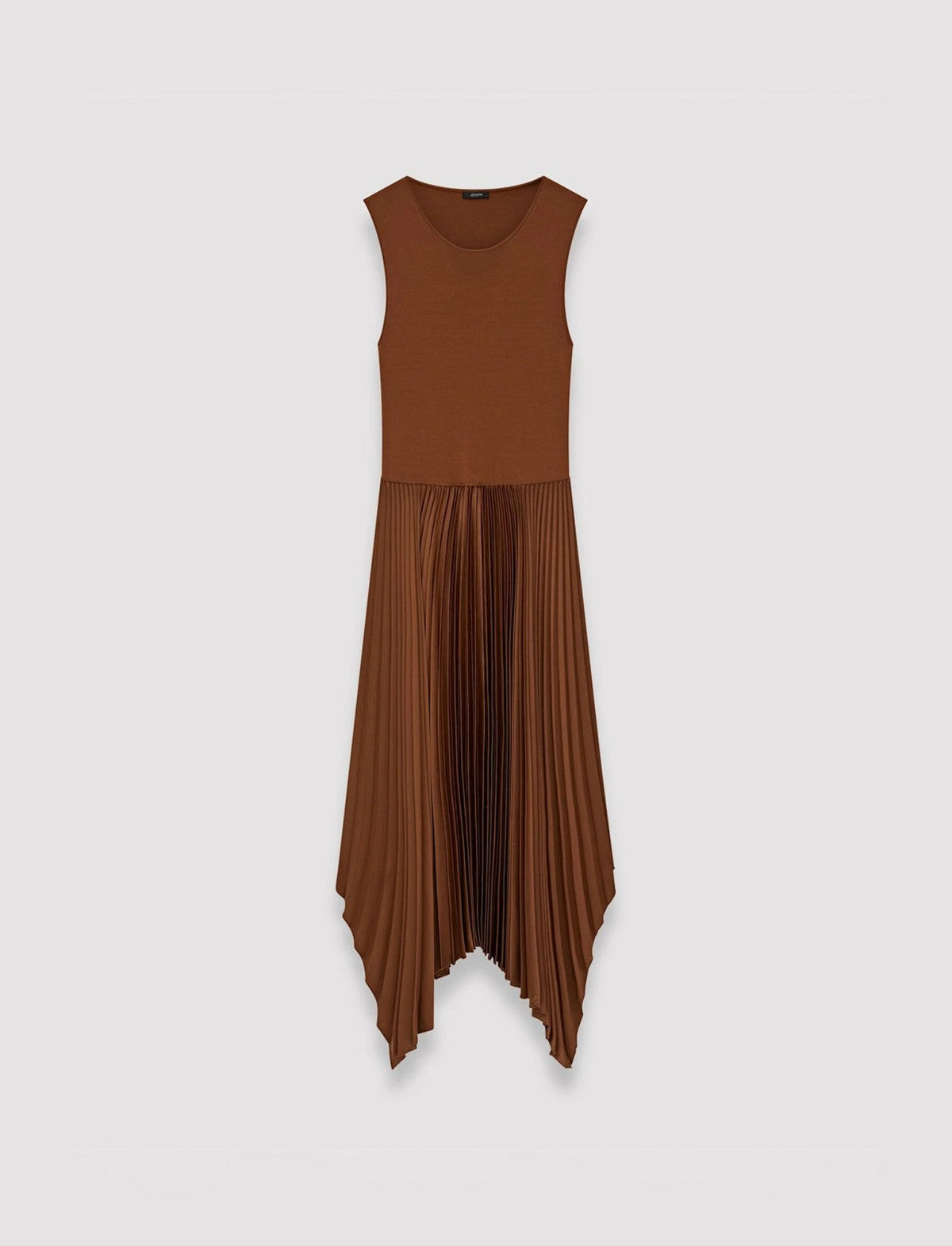 JOSEPH Fashion Women Knit Weave Plissé Dera Dress Mahogany