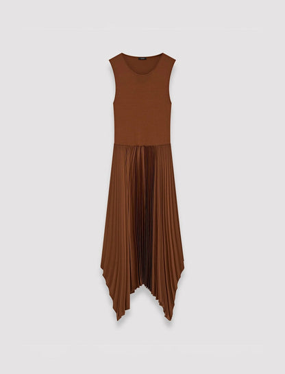 JOSEPH Fashion Women Knit Weave Plissé Dera Dress Mahogany