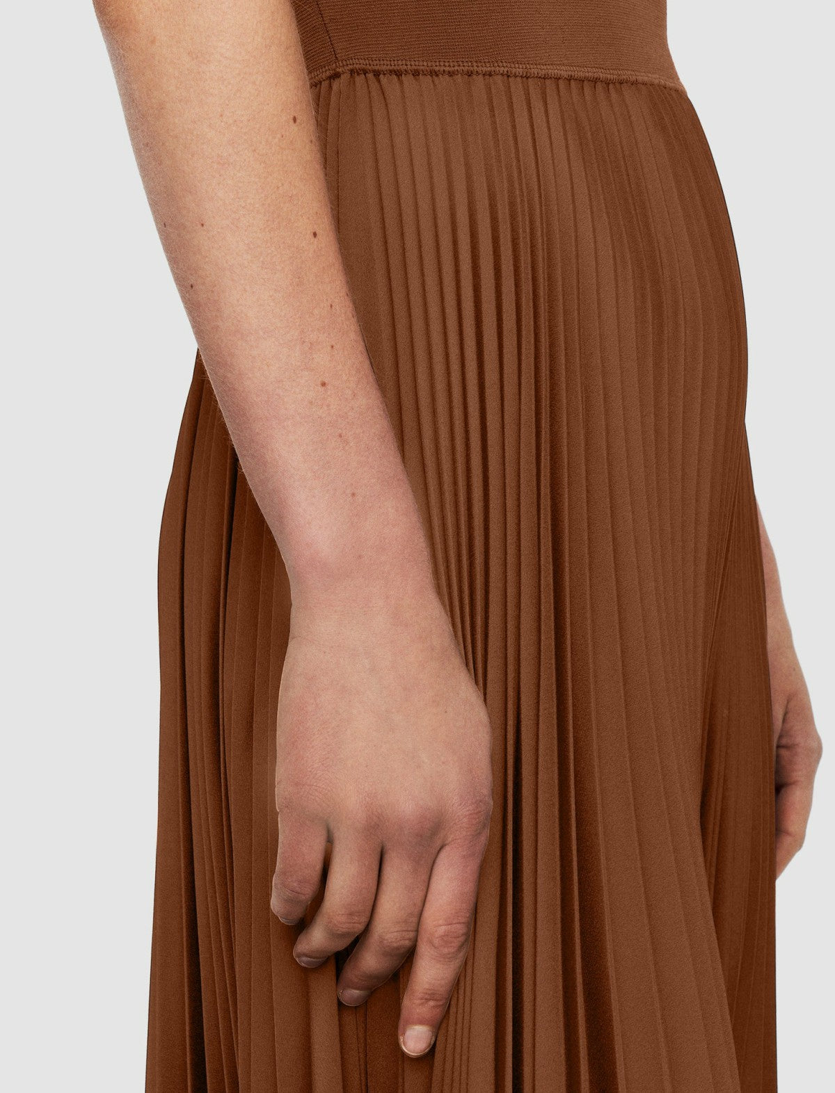 JOSEPH Fashion Women Knit Weave Plissé Dera Dress Mahogany