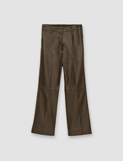 JOSEPH Fashion Women Nappa Leather Talia Trousers Hickory