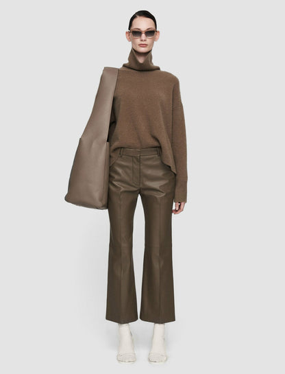 JOSEPH Fashion Women Nappa Leather Talia Trousers Hickory