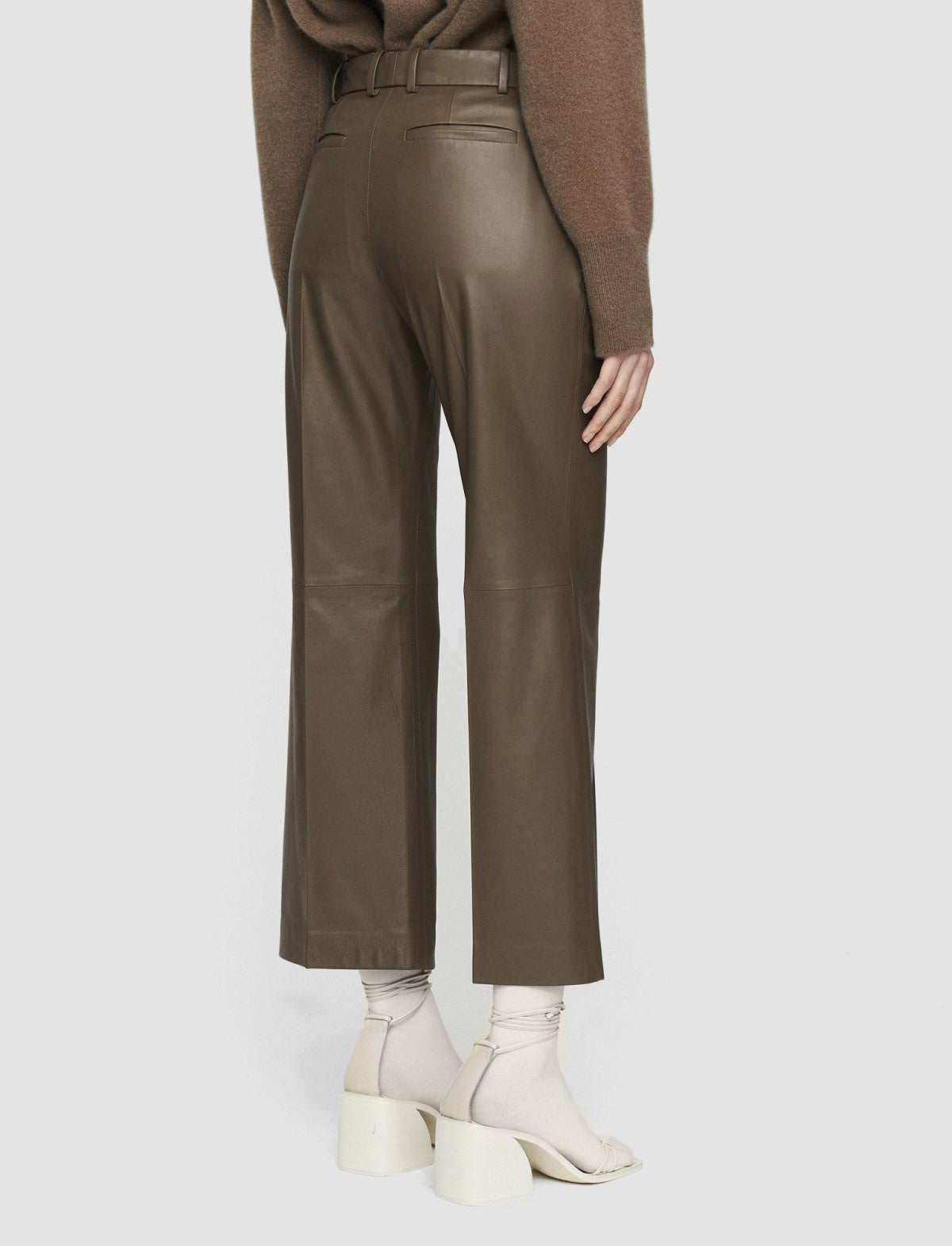 JOSEPH Fashion Women Nappa Leather Talia Trousers Hickory