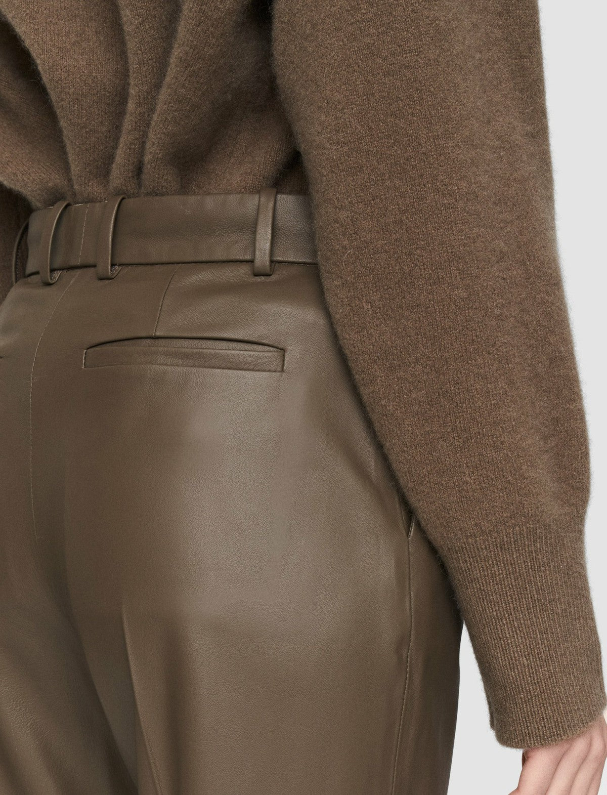 JOSEPH Fashion Women Nappa Leather Talia Trousers Hickory