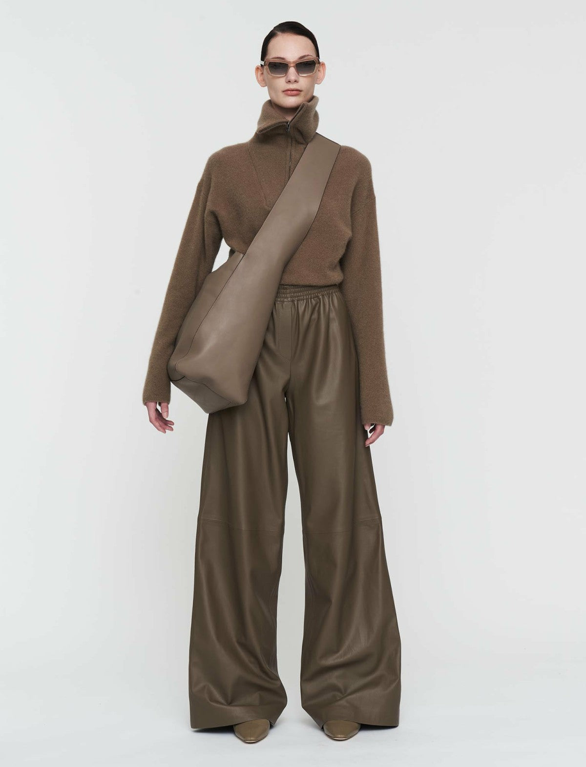 JOSEPH Fashion Women Nappa Leather Ashbridge Trousers Hickory