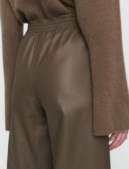 JOSEPH Fashion Women Nappa Leather Ashbridge Trousers Hickory