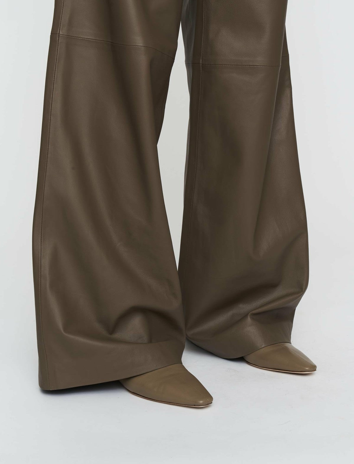 JOSEPH Fashion Women Nappa Leather Ashbridge Trousers Hickory