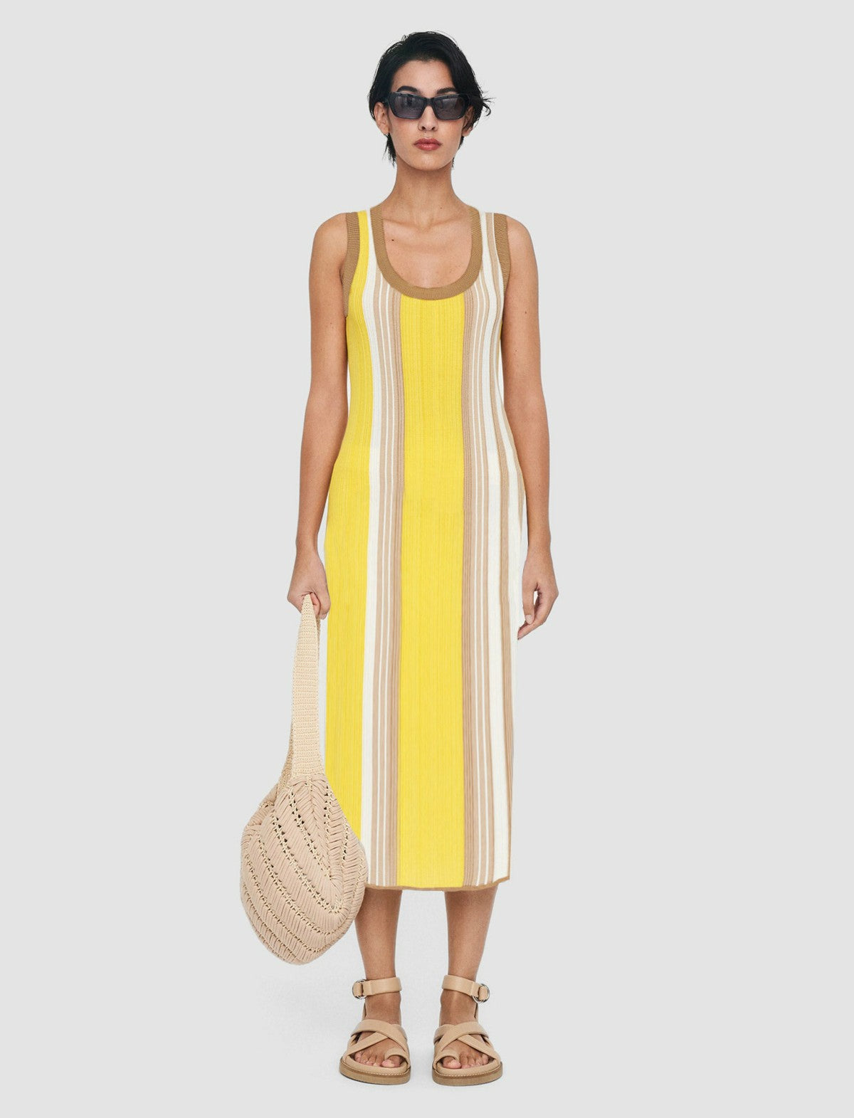 JOSEPH Fashion Women Colour Block Rib Dress Ivory Combo