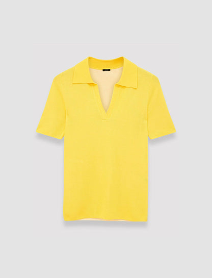 JOSEPH Fashion Women Plated Knit Polo Top Sunshine Combo