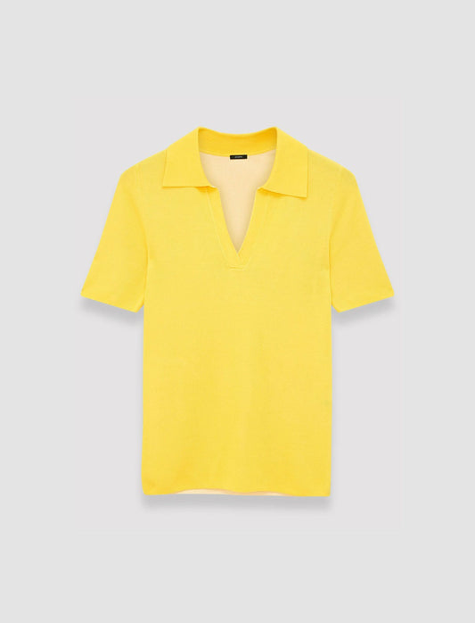 JOSEPH Fashion Women Plated Knit Polo Top Sunshine Combo