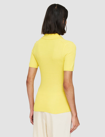 JOSEPH Fashion Women Plated Knit Polo Top Sunshine Combo