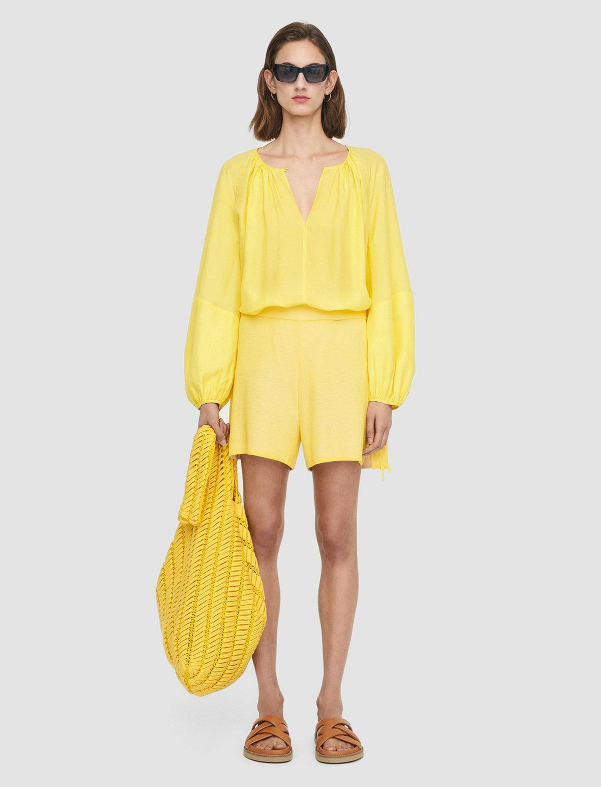 JOSEPH Fashion Women Plated Knit Shorts Sunshine Combo