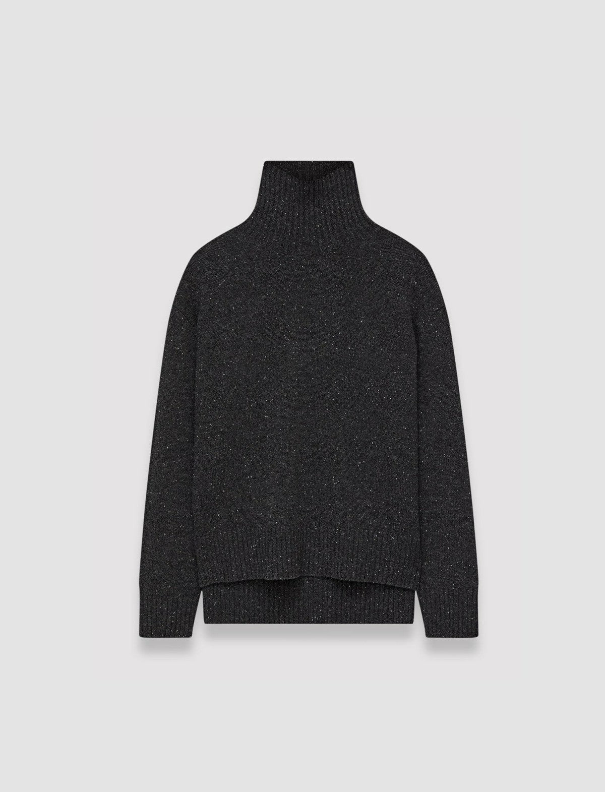 JOSEPH Fashion Women Tweed Knit High Neck Jumper Black
