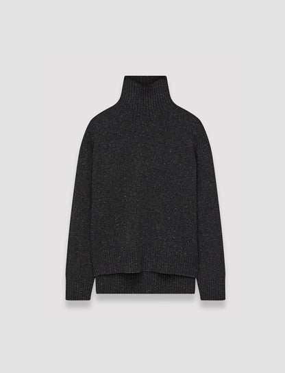 JOSEPH Fashion Women Tweed Knit High Neck Jumper Black