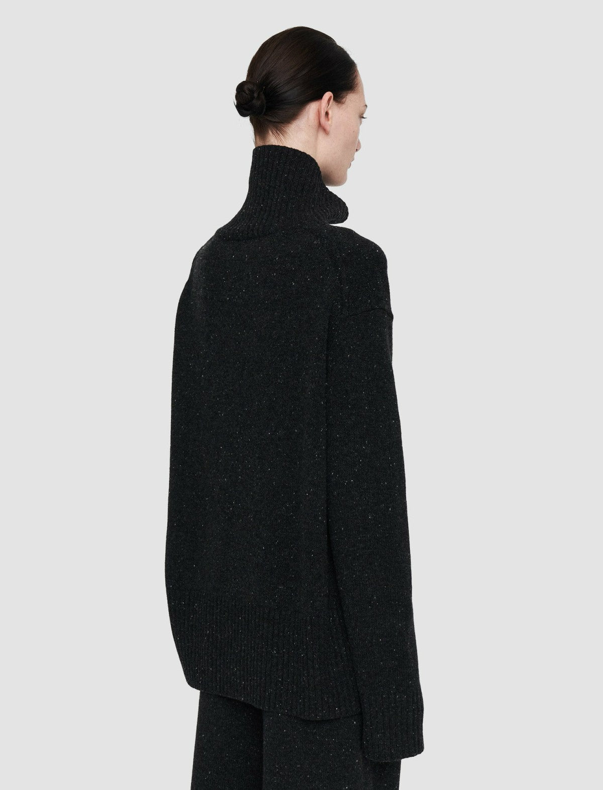 JOSEPH Fashion Women Tweed Knit High Neck Jumper Black