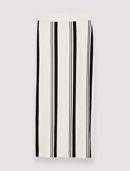 JOSEPH Fashion Women Merino Silk Rib Skirt Black/Ivory