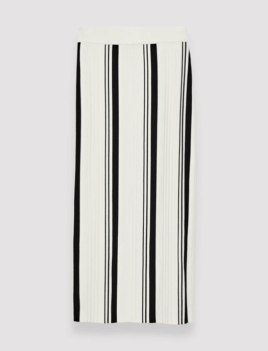 JOSEPH Fashion Women Merino Silk Rib Skirt Black/Ivory