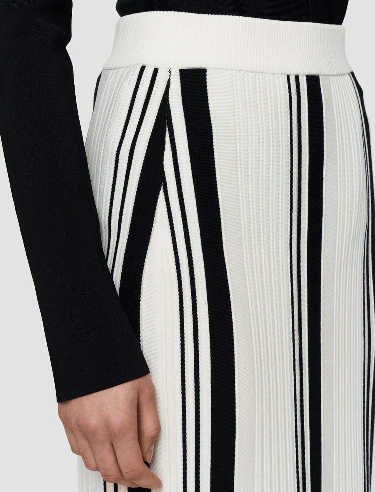 JOSEPH Fashion Women Merino Silk Rib Skirt Black/Ivory