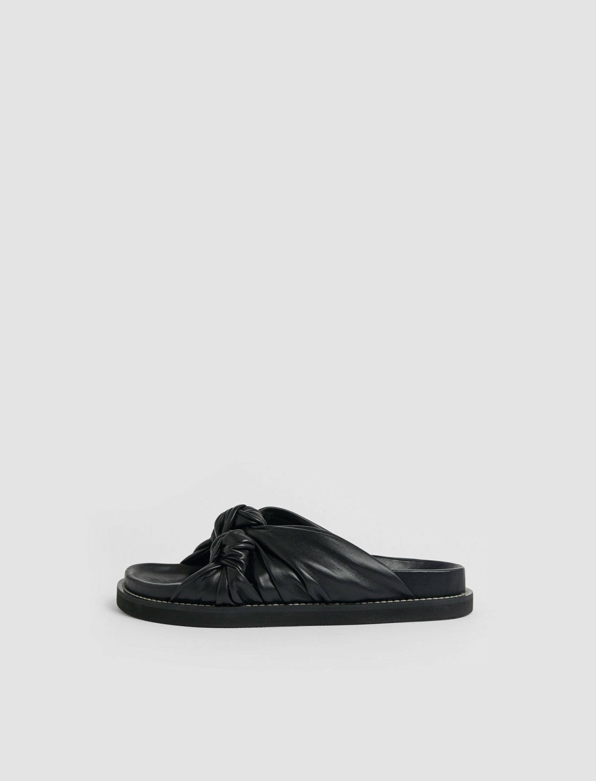 JOSEPH Fashion Women Leather Big Knot Sandals Black