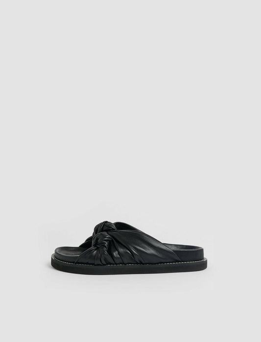 JOSEPH Fashion Women Leather Big Knot Sandals Black