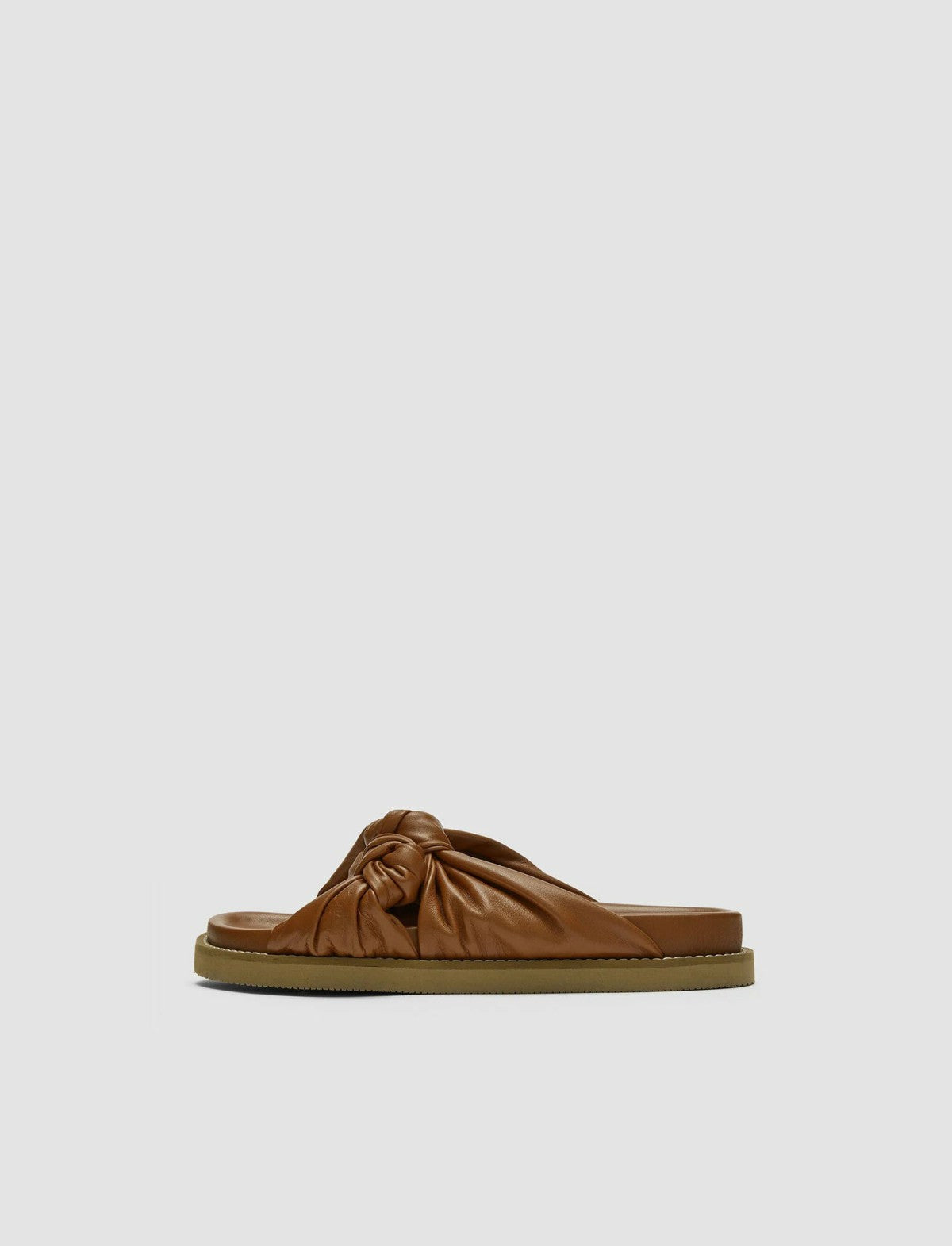 JOSEPH Fashion Women Leather Big Knot Sandals Camel