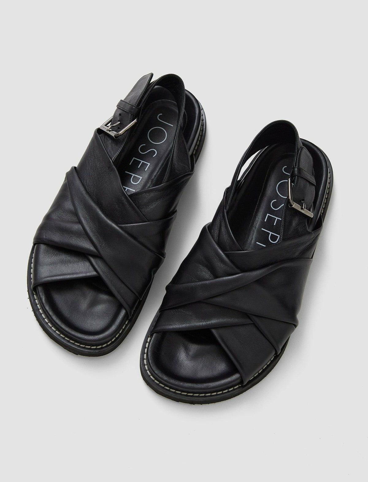 JOSEPH Fashion Women Leather Jazzy Strap Sandals Black