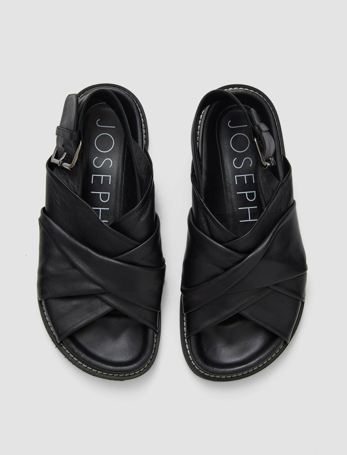 JOSEPH Fashion Women Leather Jazzy Strap Sandals Black