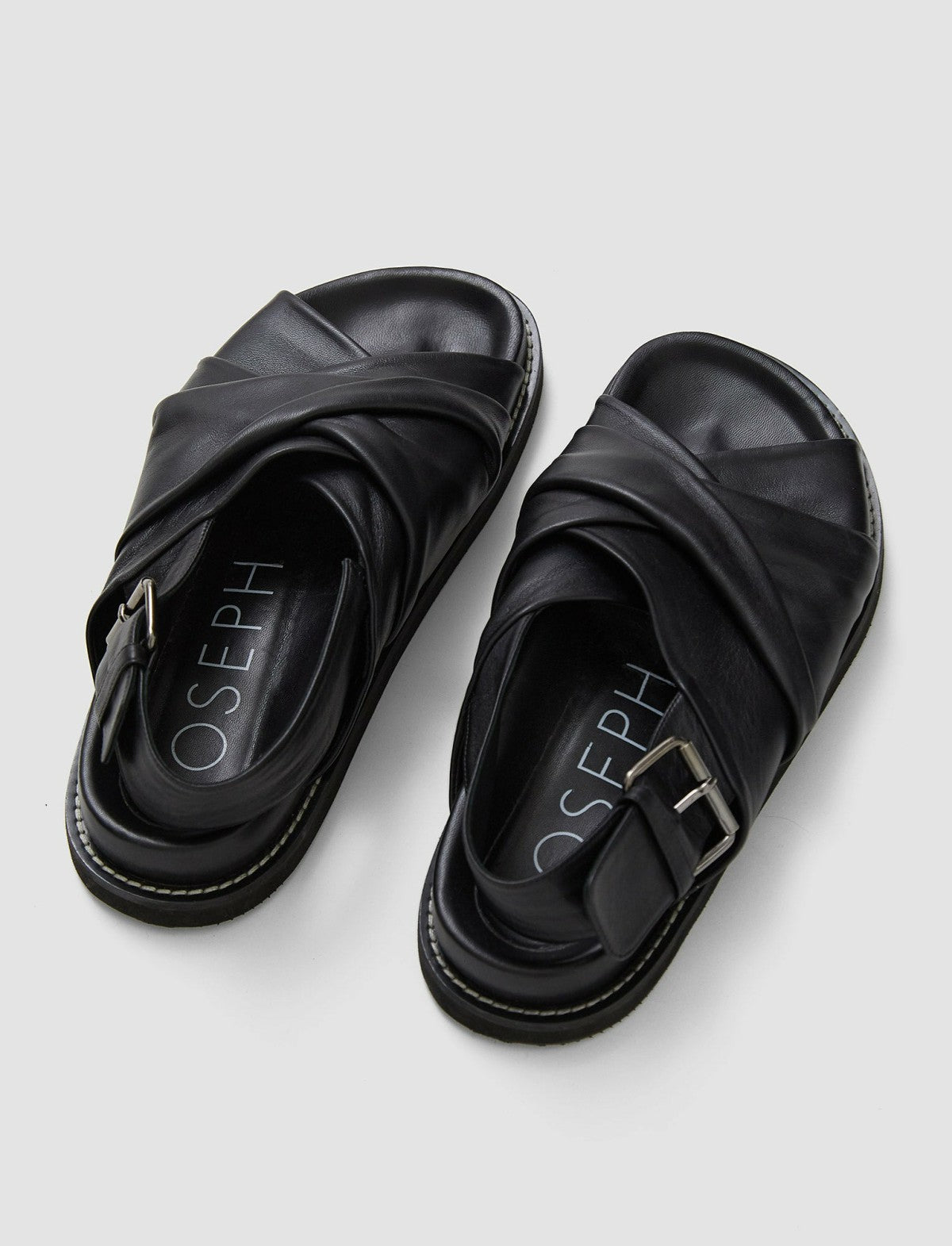 JOSEPH Fashion Women Leather Jazzy Strap Sandals Black