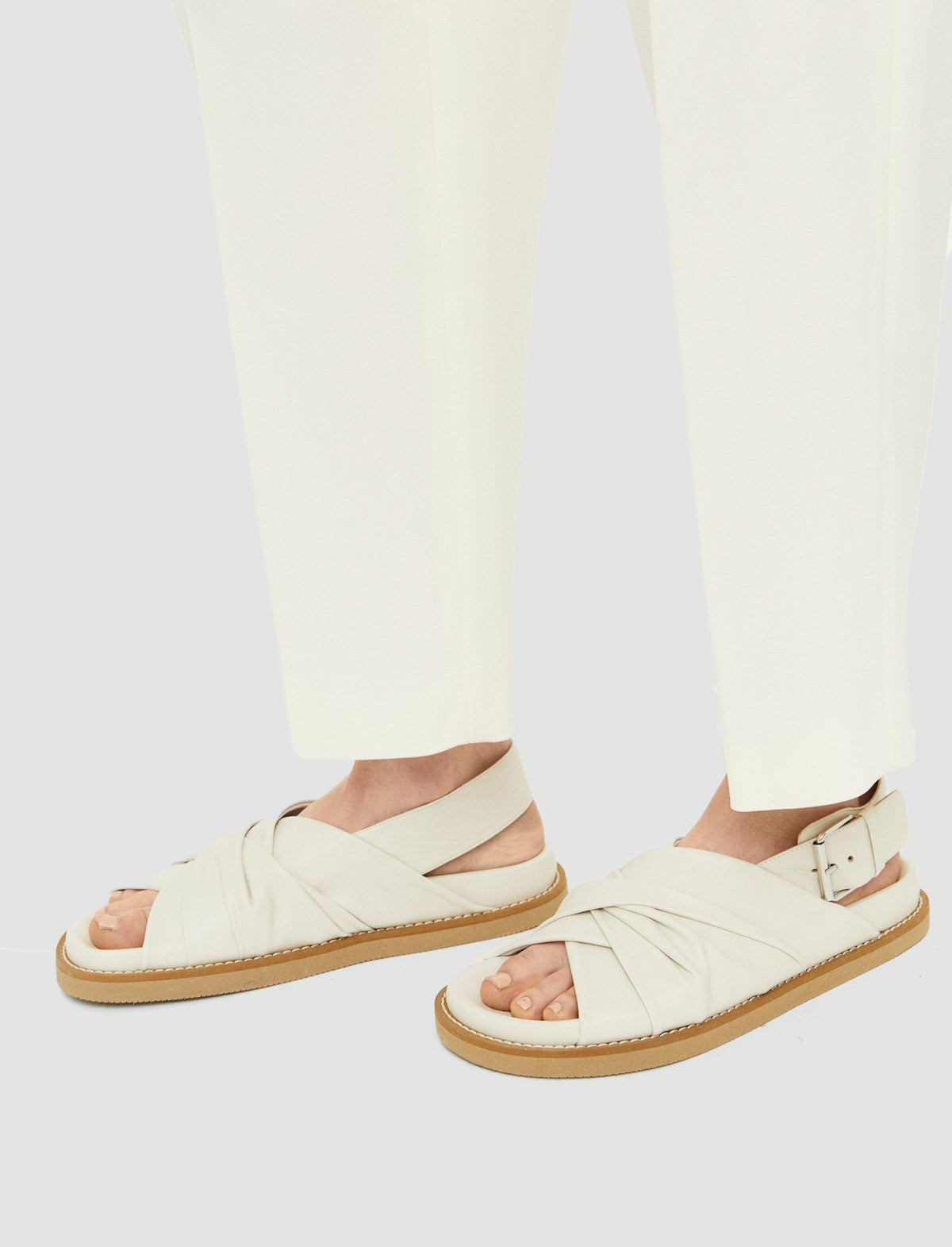 JOSEPH Fashion Women Leather Jazzy Strap Sandals Ivory