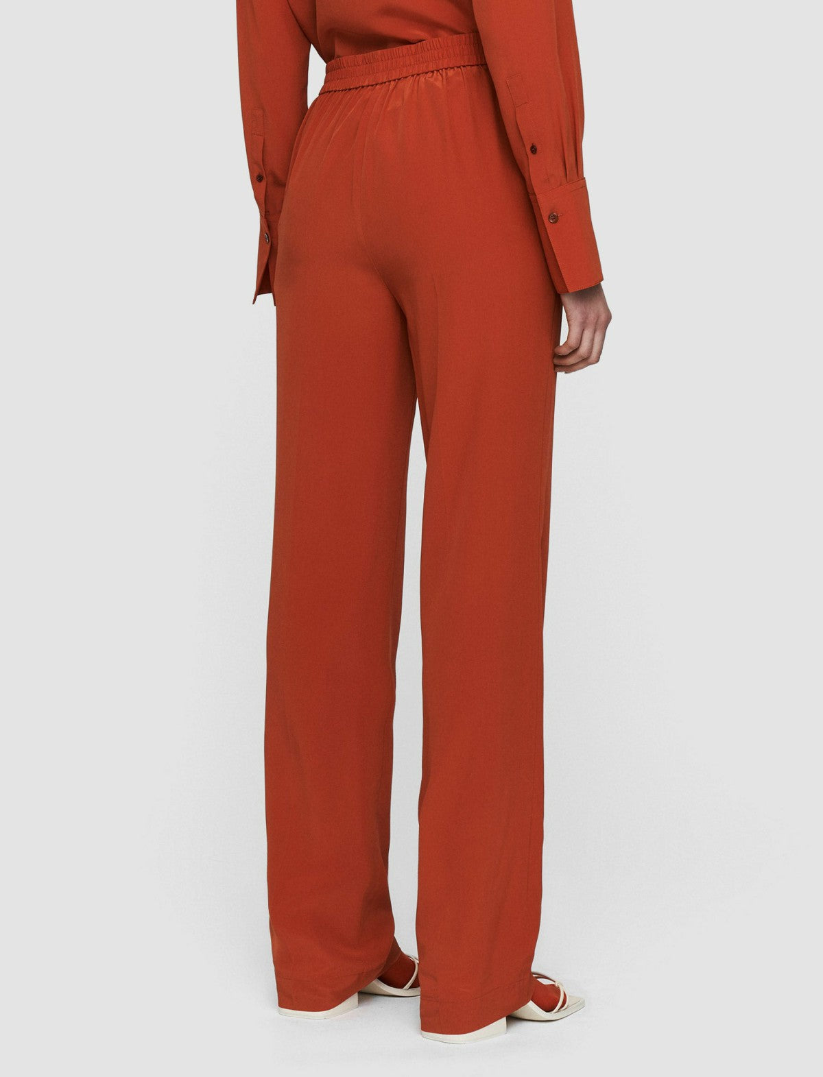 JOSEPH Fashion Women Silk Crepe de Chine Tova Trousers Cinnamon