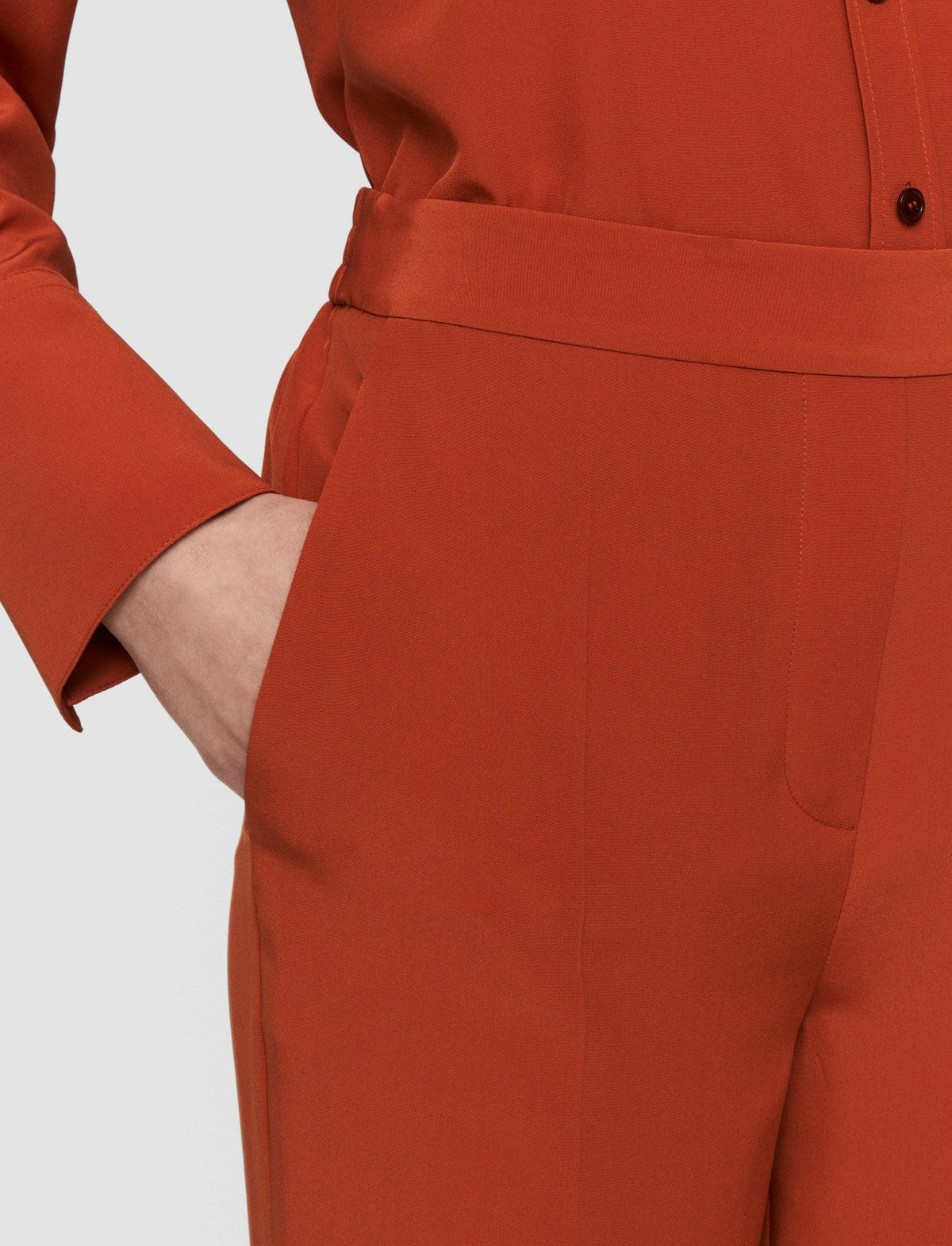 JOSEPH Fashion Women Silk Crepe de Chine Tova Trousers Cinnamon