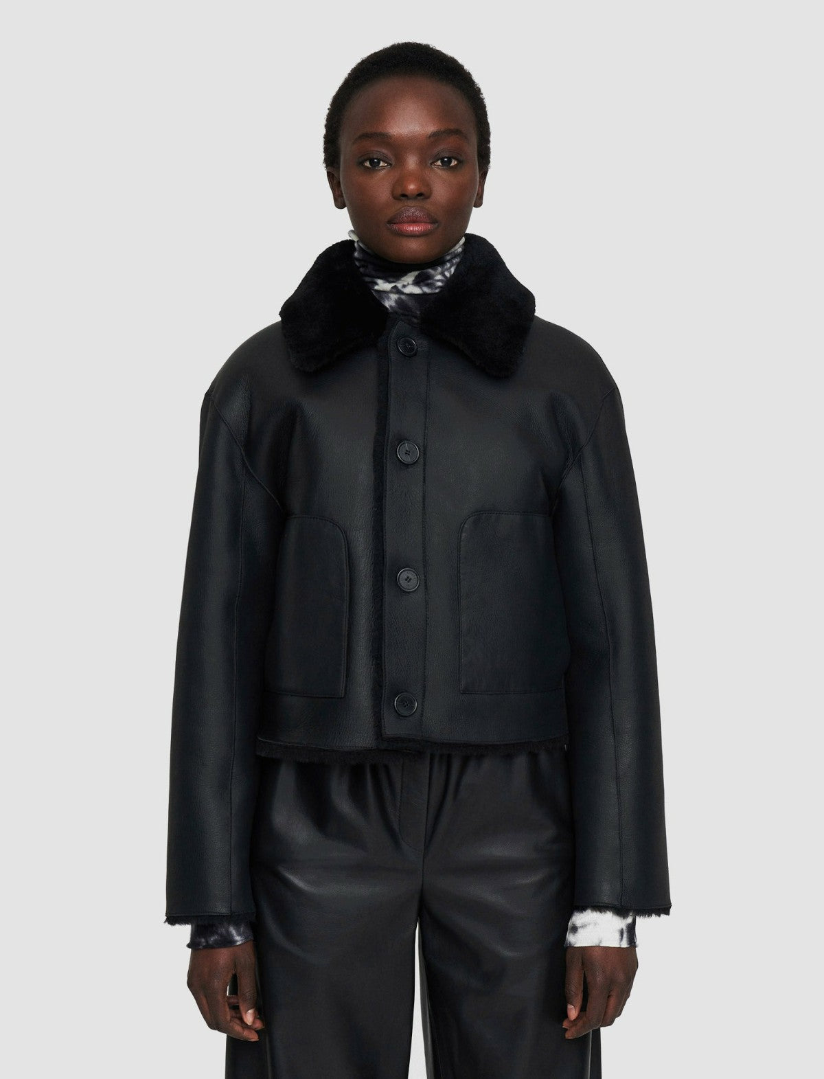 JOSEPH Fashion Women Alloway Reversible Shearling Jacket Black