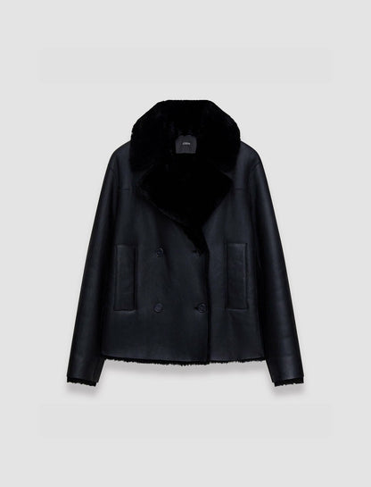 JOSEPH Fashion Women Shearling Calla Coat Navy