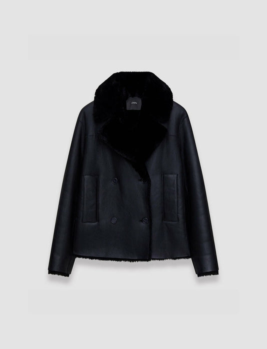 JOSEPH Fashion Women Shearling Calla Coat Navy